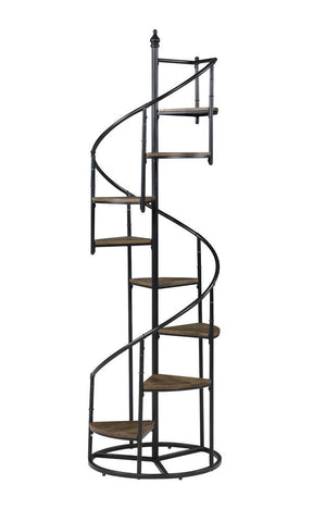 Roseglen 8-shelf Staircase Bookcase Rustic Brown and Black - Bookcase - Half Price Furniture
