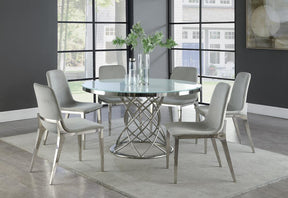 Irene Round Glass Top Dining Table White and Chrome - Dining Table - Half Price Furniture