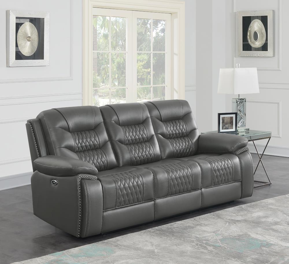 Flamenco Tufted Upholstered Power Sofa Charcoal  Las Vegas Furniture Stores