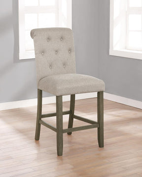Balboa Tufted Back Counter Height Stools Beige and Rustic Brown (Set of 2) - Barstool - Half Price Furniture