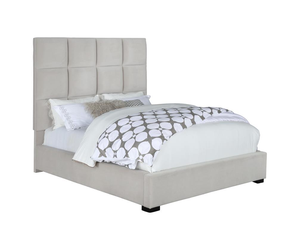 Panes Eastern King Tufted Upholstered Panel Bed Beige  Half Price Furniture