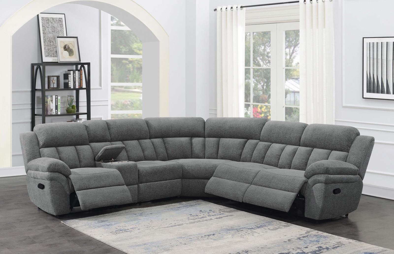 Bahrain 6-piece Upholstered Motion Sectional Charcoal - Half Price Furniture