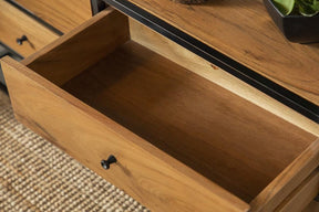 Belcroft 4-drawer Etagere Natural Acacia and Black - Bookcase - Half Price Furniture