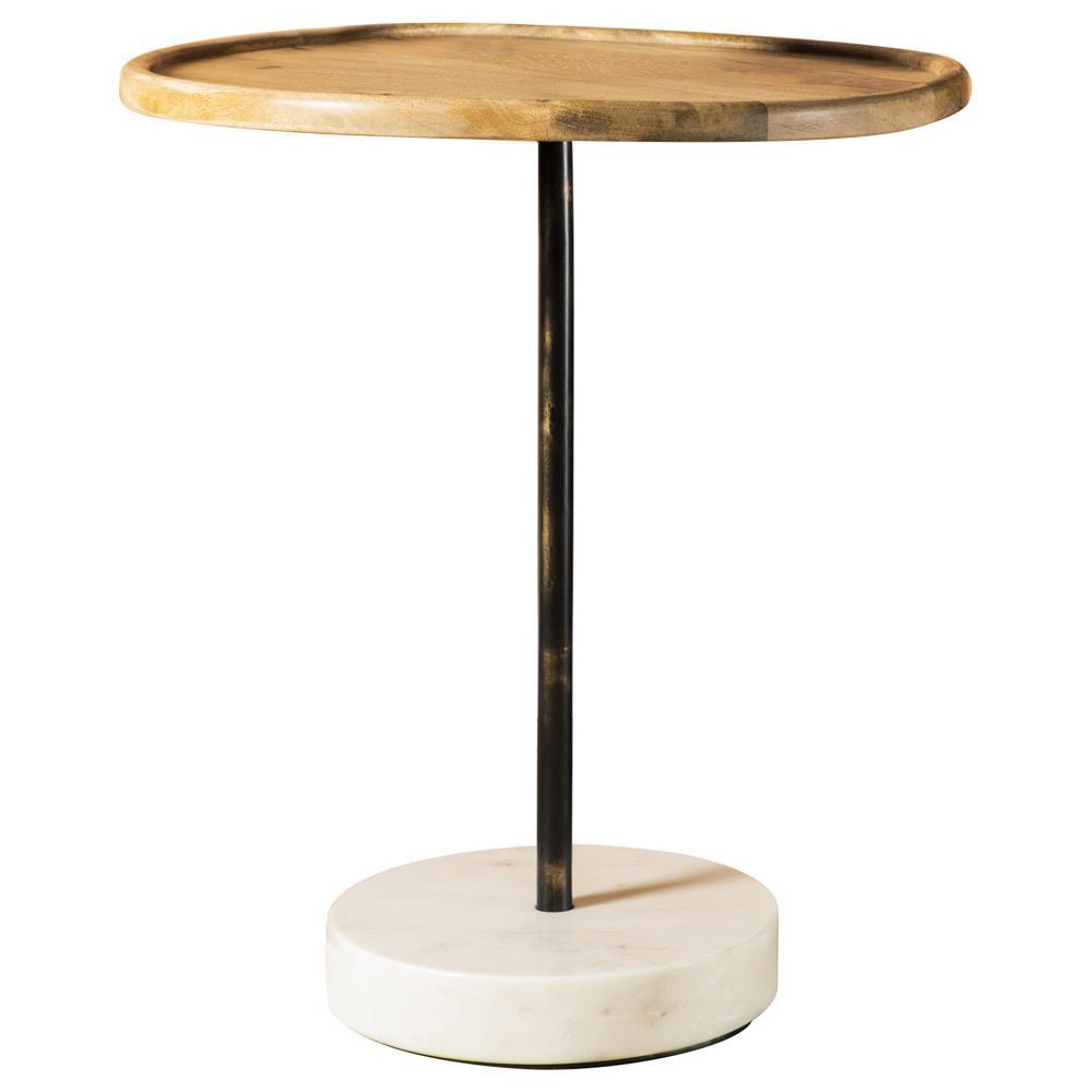 Ginevra Round Wooden Top Accent Table Natural and White - Half Price Furniture