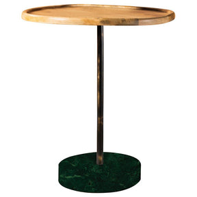Ginevra Round Marble Base Accent Table Natural and Green - End Table - Half Price Furniture