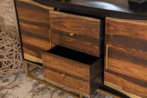 Zara 2-drawer Accent Cabinet Black Walnut and Gold Half Price Furniture