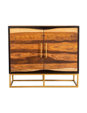 Zara 2-door Accent Cabinet Black Walnut and Gold - Accent Cabinet - Half Price Furniture