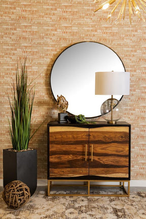 Zara 2-door Accent Cabinet Black Walnut and Gold - Accent Cabinet - Half Price Furniture