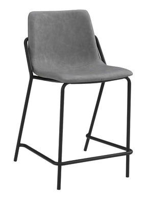 Earnest Solid Back Upholstered Counter Height Stools Grey and Black (Set of 2) - Barstool - Half Price Furniture