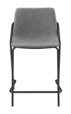 Earnest Solid Back Upholstered Counter Height Stools Grey and Black (Set of 2) - Barstool - Half Price Furniture