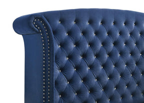 Melody Eastern King Wingback Upholstered Bed Pacific Blue Half Price Furniture