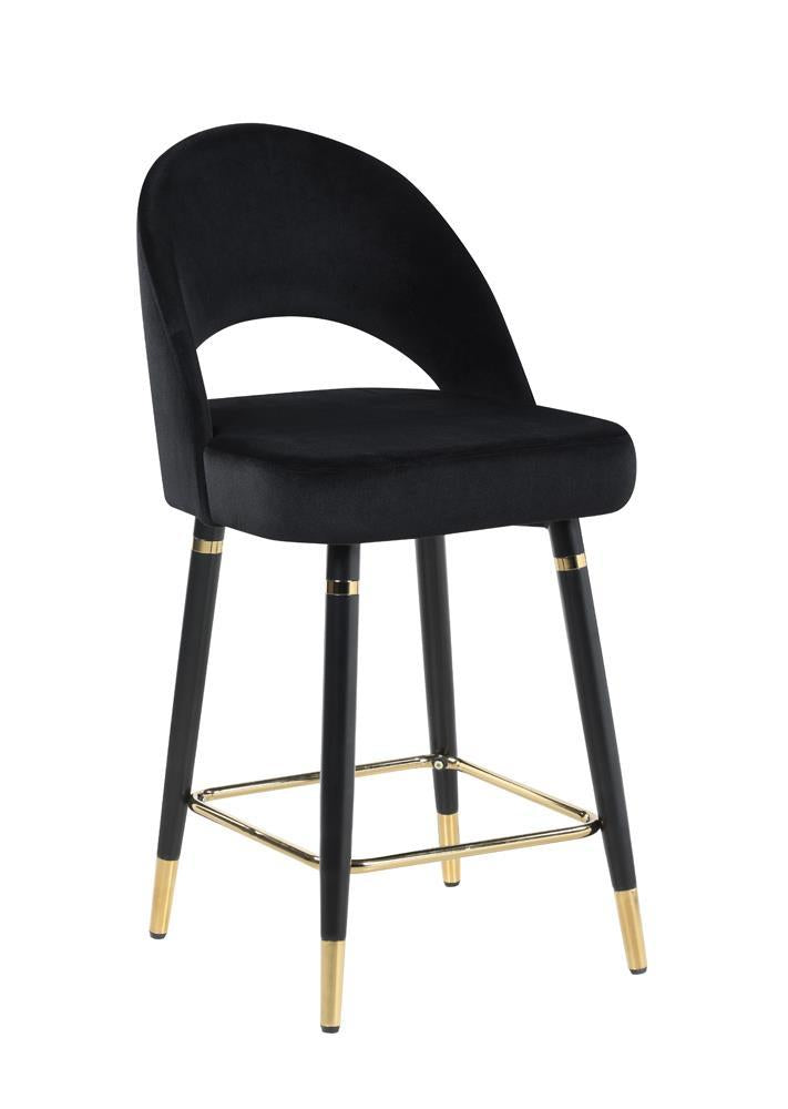 Lindsey Arched Back Upholstered Counter Height Stools Black (Set of 2)  Half Price Furniture