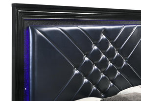 Penelope Eastern King Bed with LED Lighting Black and Midnight Star Half Price Furniture