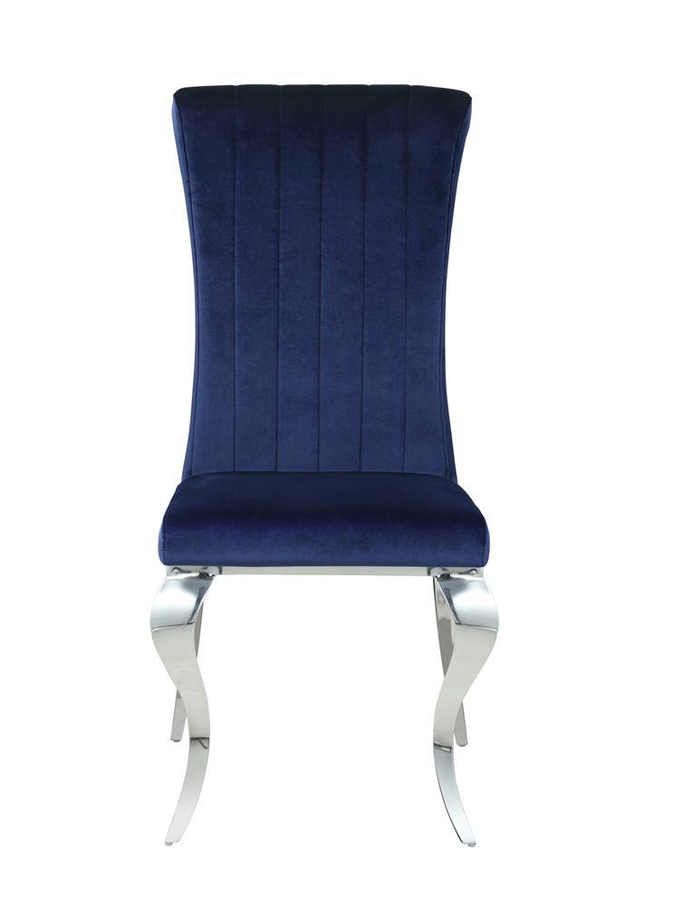 Betty Upholstered Side Chairs Ink Blue and Chrome (Set of 4) - Half Price Furniture