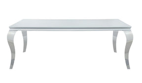 Carone Rectangular Glass Top Dining Table White and Chrome - Dining Table - Half Price Furniture