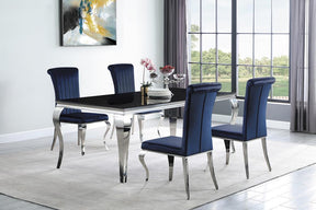 Carone Rectangular Glass Top Dining Table Black and Chrome - Dining Table - Half Price Furniture
