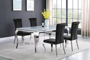 Carone Rectangular Glass Top Dining Table White and Chrome - Dining Table - Half Price Furniture