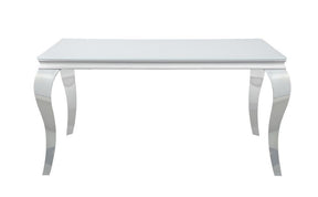 Carone Rectangular Glass Top Dining Table White and Chrome Half Price Furniture