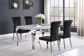 Carone Rectangular Glass Top Dining Table White and Chrome Half Price Furniture