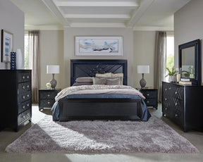 Penelope Eastern King Bed with LED Lighting Black and Midnight Star Half Price Furniture