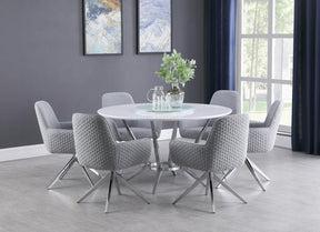 Abby Flare Arm Side Chair Light Grey and Chrome - Dining Chair - Half Price Furniture