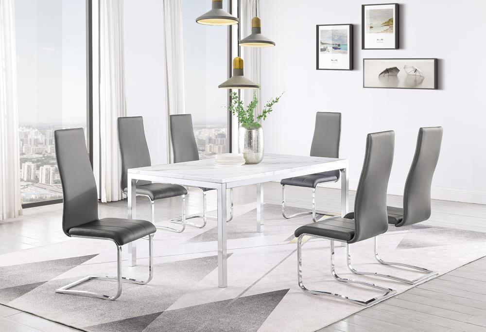 Montclair Upholstered High Back Side Chairs Grey and Chrome (Set of 4)  Half Price Furniture