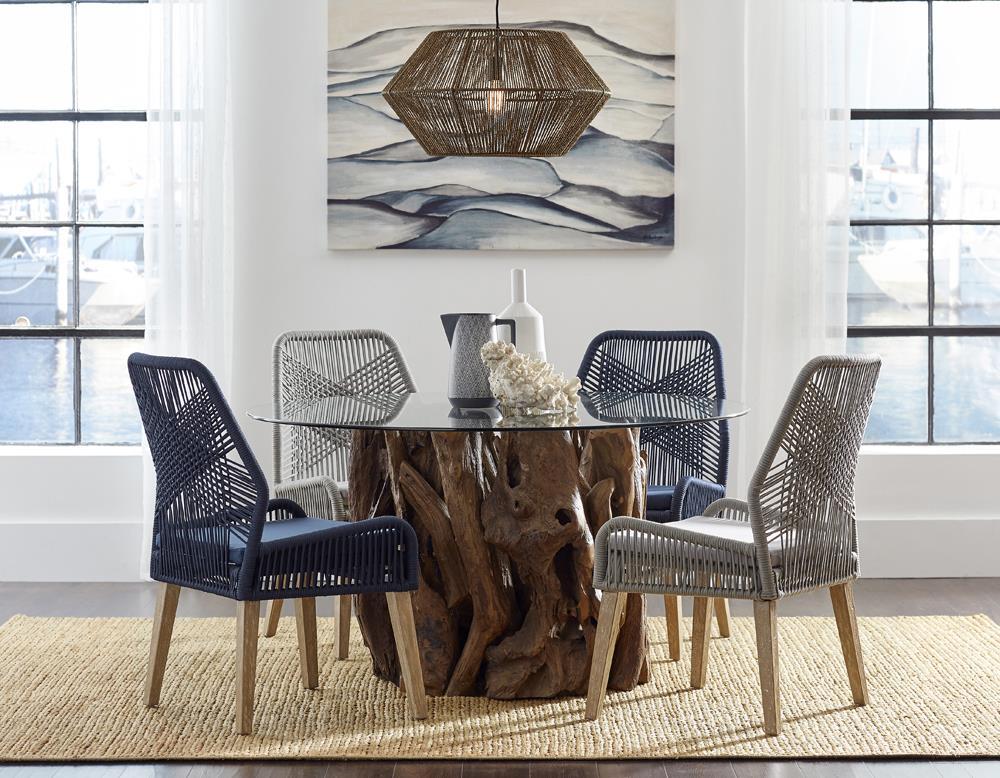 Nakia Woven Rope Dining Chairs Dark Navy (Set of 2)  Half Price Furniture