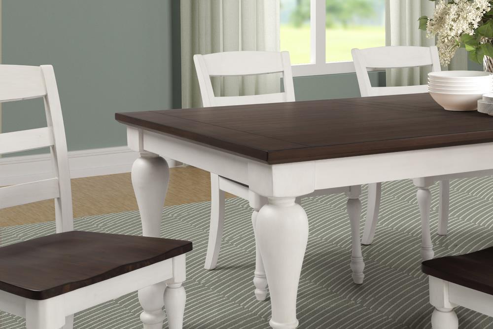 Madelyn Dining Table with Extension Leaf Dark Cocoa and Coastal White  Las Vegas Furniture Stores