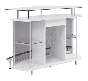 Gideon Crescent Shaped Glass Top Bar Unit with Drawer - Half Price Furniture