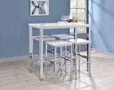 Natividad 5-piece Bar Set White High Gloss and Chrome  Half Price Furniture