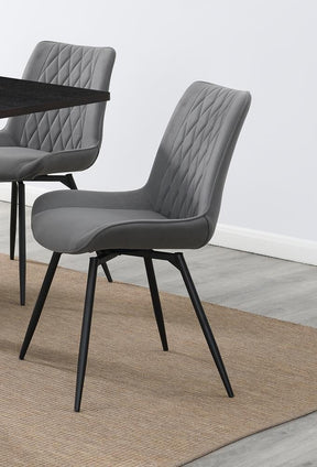 Diggs Upholstered Tufted Swivel Dining Chairs Grey and Gunmetal (Set of 2) - Dining Chair - Half Price Furniture