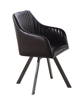 Arika Tufted Sloped Arm Swivel Dining Chair Black and Gunmetal - Dining Chair - Half Price Furniture
