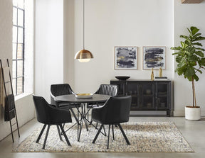 Arika Tufted Sloped Arm Swivel Dining Chair Black and Gunmetal - Dining Chair - Half Price Furniture
