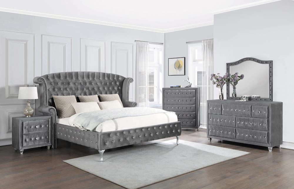 Deanna Eastern King Tufted Upholstered Bed Grey - Half Price Furniture
