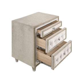 Antonella 3-drawer Upholstered Nightstand Ivory and Camel - Half Price Furniture