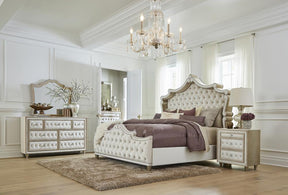 Antonella 5-drawer Upholstered Chest Ivory and Camel - Chest - Half Price Furniture