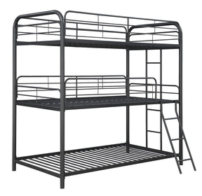 Garner Triple Twin Bunk Bed with Ladder Gunmetal Half Price Furniture
