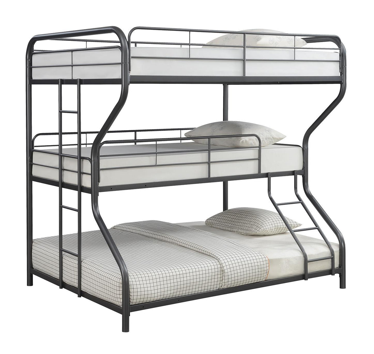Garner Triple Full Over Twin Over Full Bunk Bed with Ladder Gunmetal - Half Price Furniture