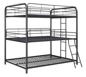 Garner Triple Full Bunk Bed with Ladder Gunmetal - Bunk Bed - Half Price Furniture