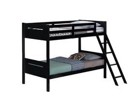 Littleton Twin Over Twin Bunk Bed Black Half Price Furniture