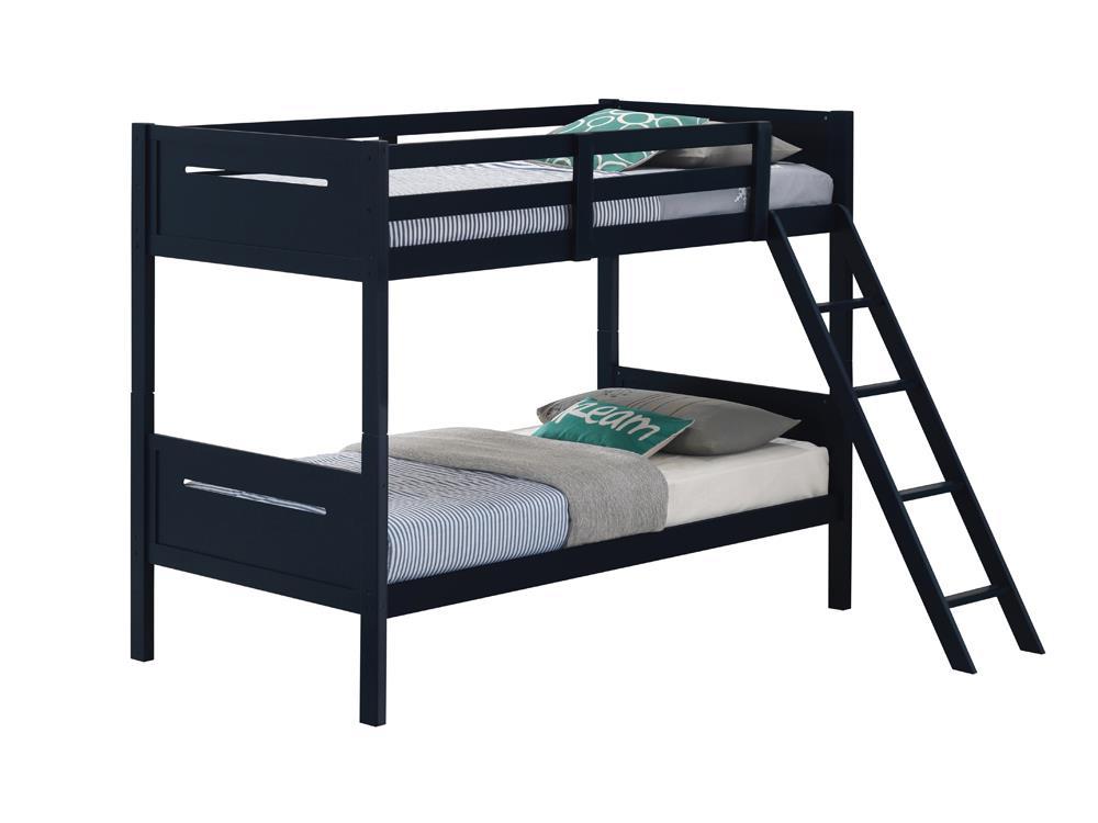 Littleton Twin Over Twin Bunk Bed Blue  Half Price Furniture