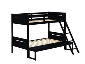 Littleton Twin Over Full Bunk Bed Black - Half Price Furniture