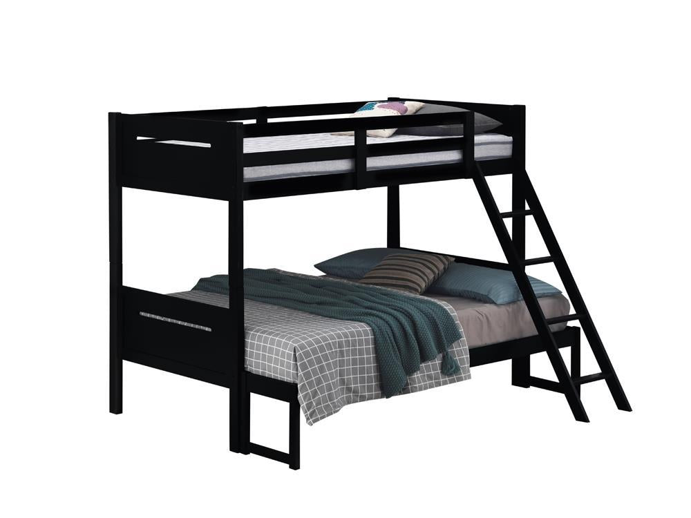 Littleton Twin Over Full Bunk Bed Black - Half Price Furniture