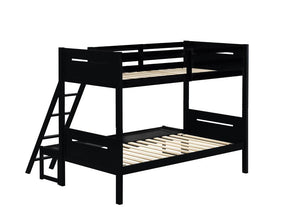Littleton Twin Over Full Bunk Bed Black - Half Price Furniture