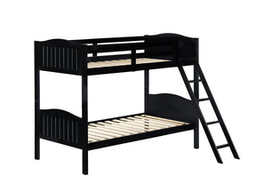 Arlo Twin Over Twin Bunk Bed with Ladder Black - Bunk Bed - Half Price Furniture