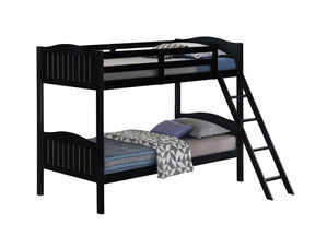 Arlo Twin Over Twin Bunk Bed with Ladder Black - Bunk Bed - Half Price Furniture