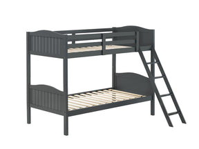 Arlo Twin Over Twin Bunk Bed with Ladder Grey - Bunk Bed - Half Price Furniture