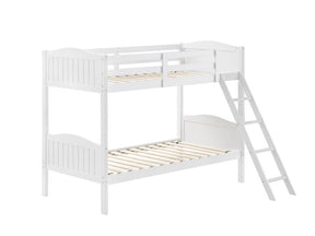 Arlo Twin Over Twin Bunk Bed with Ladder White - Bunk Bed - Half Price Furniture