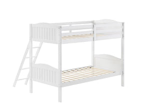 Arlo Twin Over Twin Bunk Bed with Ladder White - Bunk Bed - Half Price Furniture