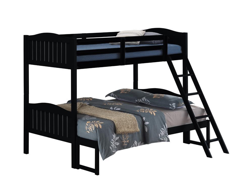 Arlo Twin Over Full Bunk Bed with Ladder Black  Half Price Furniture
